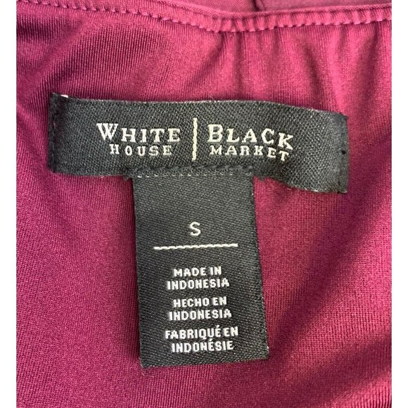 White House Black Market Faux Pearl Beaded Wide Strap Sleeveless Blouse Maroon - Picture 6 of 8